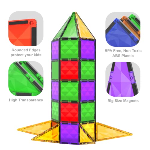 Desire Deluxe Bloques de construcción magnéticos Azulejos Montessori Juguetes para niños y niñas – Juego educativo de Aprendizaje – Cumpleaños, para 3 – 8 años de Edad (37 Piezas).