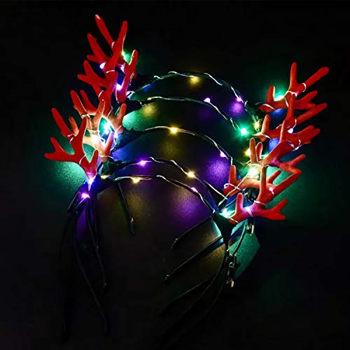Diadema LED con Luminosas – 10 piezas de corona de flores, diadema fiesta adultos, tocado luminoso, accesorio de fiesta de concierto para clubes nocturnos, Halloween, Navidad, cosplay