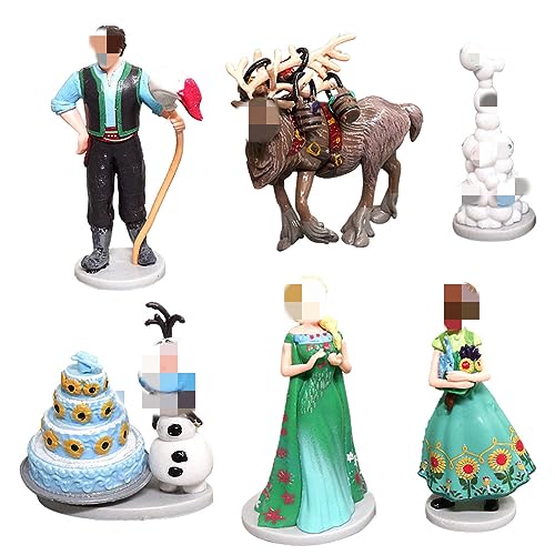 Dibujos animados Figuren Decoraciones CBOSNF 6Pcs Figuras Modelo Decoración para tartas Prin-cesa Cake Topper Cake Topper Figuras de Dibujos Animados del Fiesta Suministros