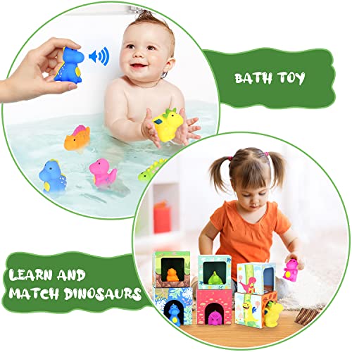 DINORUN Juguetes Niños 1 Año, Juguetes Montessori Cubos Apilables Bebe Dinosaurios Juguetes, Juguete Educativo Regalo Niña Niño 1 2 3 Años