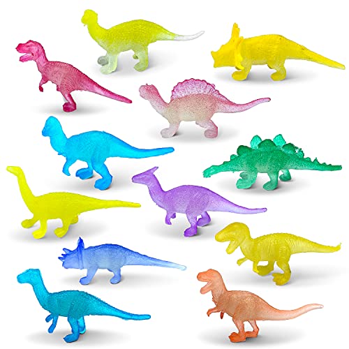 Dinosaurios Juguetes 36 Pieza, Mini Juguetes Dinosaurios, Piñata Dinosaurio, Brillan en la Oscuridad Dinosaurios Juguetes, 12 Dinosaurios Diferentes Bueno para Decorar Pasteles Regalos de Fiesta