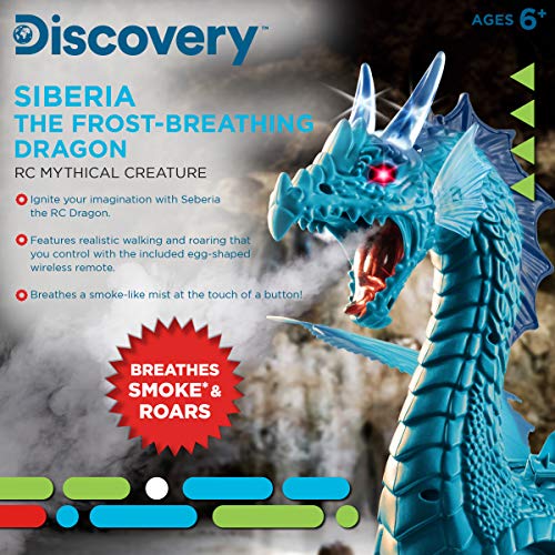 Discovery 1303004301 Siberia The Frost-Breathing Dragon - Dragón teledirigido con luz y Sonido, para niños a Partir de 6 años