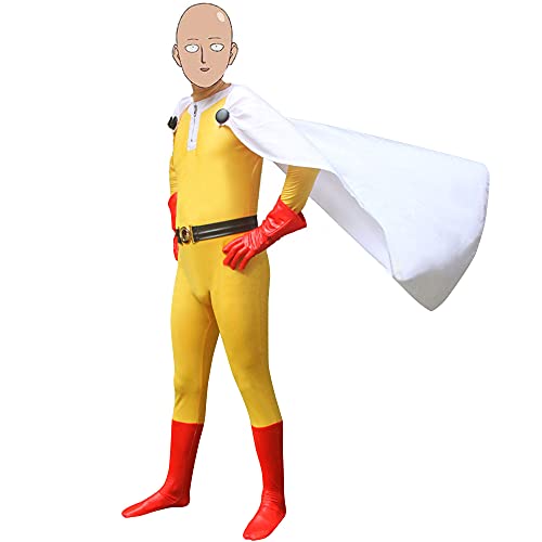 Disfraz de anime One Punch Man Saitama para cosplay, conjunto completo de Halloween, carnaval, espectáculo de superhéroe, juego de rol, overoles para hombre