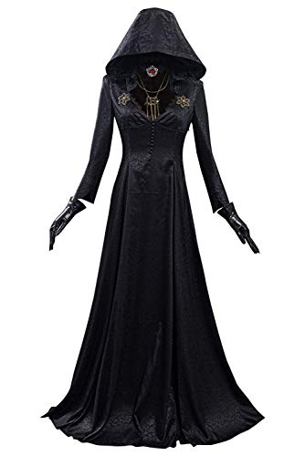 Disfraz de polilla para mujer, disfraz medieval con capucha negra para Halloween, carnaval, gótico