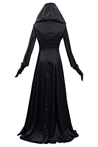 Disfraz de polilla para mujer, disfraz medieval con capucha negra para Halloween, carnaval, gótico
