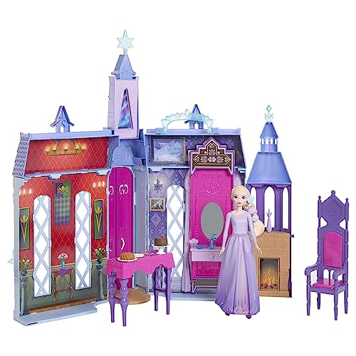 Disney Frozen Castillo de Arendelle con Princesa Elsa Casa de muñecas de 60 cm con Figura y 15 Accesorios y Muebles, Juguete +3 años (Mattel HTP22)