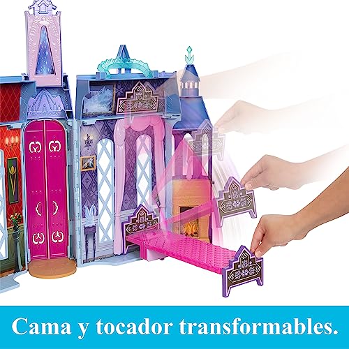 Disney Frozen Castillo de Arendelle con Princesa Elsa Casa de muñecas de 60 cm con Figura y 15 Accesorios y Muebles, Juguete +3 años (Mattel HTP22)