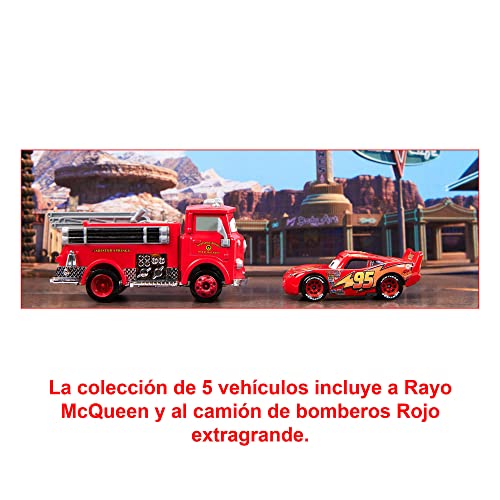 Disney Pixar Cars Pack de 5 Vehículos de Colección - 5 Coches, Desplegable, Póster y Piezas Perforadas - Regalo para Coleccionistas y Niños de 3+ Años, HFN81