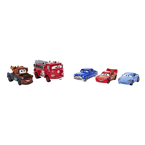 Disney Pixar Cars Pack de 5 Vehículos de Colección - 5 Coches, Desplegable, Póster y Piezas Perforadas - Regalo para Coleccionistas y Niños de 3+ Años, HFN81