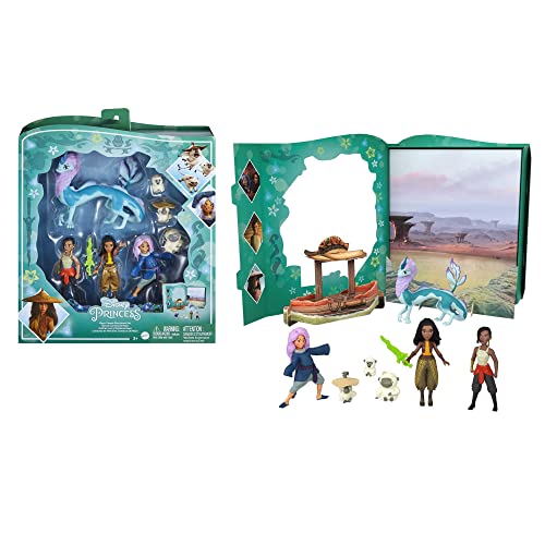 DISNEY PRINCESS Minis Libro de Cuentos Raya y el último dragón Pack de Figuras de la película, Juguete +3 años (Mattel HLX24)