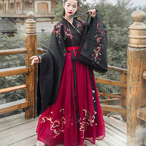 Dittzz Vestido chino de cáñamo para mujer, estilo chino tradicional, bordado de cáñamo para escenario, actuaciones, cosplay