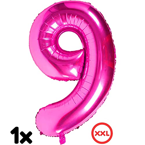 DIWULI lindo juego de globos de hadas mágicas, XXL número de globo número 9 rosa, papel de aluminio globos de látex confeti 9º cumpleaños de la muchacha tema de decoración de la fiesta