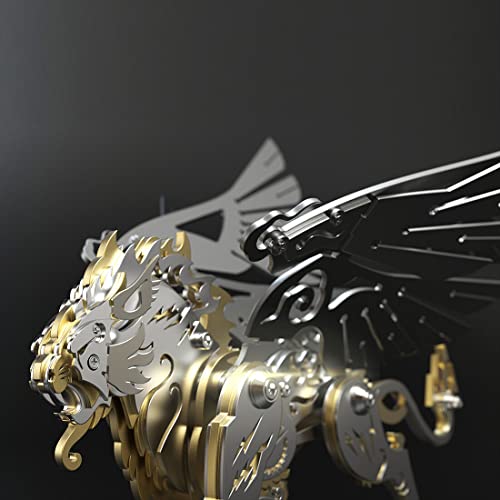DIY Mini 3D Metal BAI Hu Tiger Modelo, Regalos Arte, Kit Ensamblaje Bestias Chinas Antiguas, Juguetes, Adornos Escritorio Bricolaje, Animal Mecánico (116PCS/Negro Dorado)
