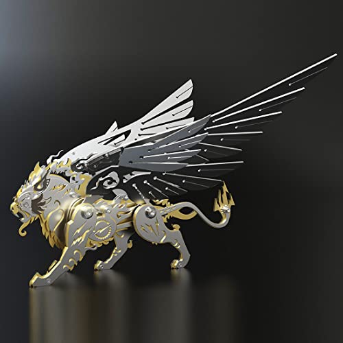DIY Mini 3D Metal BAI Hu Tiger Modelo, Regalos Arte, Kit Ensamblaje Bestias Chinas Antiguas, Juguetes, Adornos Escritorio Bricolaje, Animal Mecánico (116PCS/Negro Dorado)