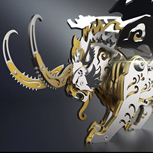DIY Mini Modelo Tigre Qiong Qi Metal 3D, Animal mecánico, Kit ensamblaje Bestias Chinas Antiguas, Juguetes, Kit Modelo Acero Inoxidable, Adorno Escritorio Oficina (108 Piezas/Negro Dorado)