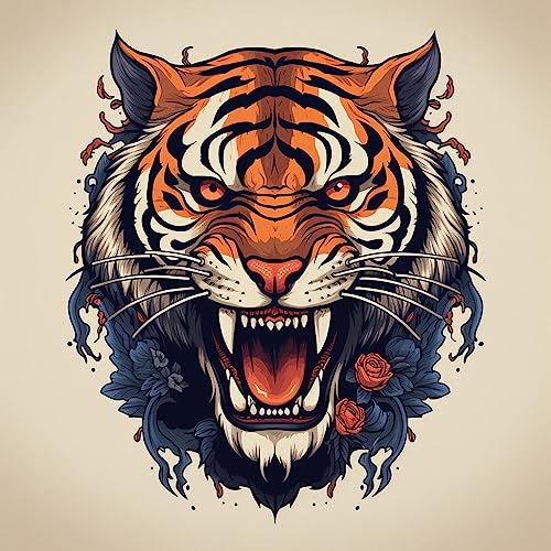 DIY Pintar por números cabeza de tigre animal pintar por nuimeros lienzo Con pincel y pintura acrílica50x50cm(Sin marco)