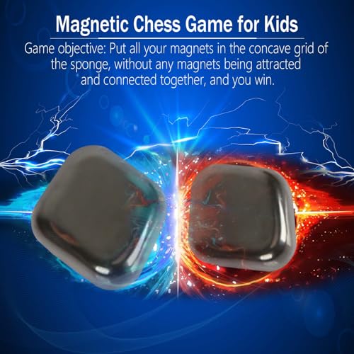DKINY Juego de ajedrez magnético Juego de Imán de Mesa con Piedras magnéticas y Tablero de Esponja Portátil Juego Educativo de Damas Magnetic Chess Game Suministros para Fiesta Navidad Niños Adultos