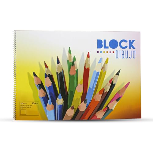 DOJA Barcelona | Bloc Dibujo A4 | Pack 3 | Block Dibujo A4 Espiral | Con Márgenes | Cuaderno de Dibujo 230x330mm | 20 Hojas Lisas con Recuadro 130g | Colores 1 | Libretas A4 | Hojas de Dibujo A4