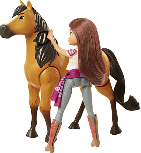 Dreamworks Spirit Spirit y Fortu Montamos a caballo Muñeca morena con caballo de juguete que cabalga solo y accesorios