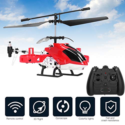 Drfeify Helicóptero RC, Metal + Plástico 2.4G 4CH Helicóptero 20 M Control Distancia Altitud Mantenga RC Helicóptero Niños Presente Juguete(Rojo)