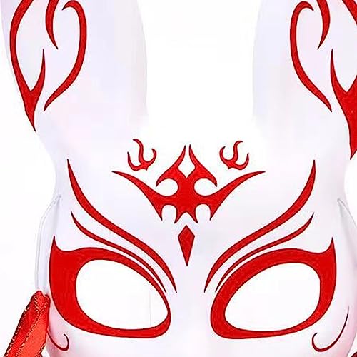 Driibur Kitsune-Fox - Máscara de animal para cosplay, Kabuki, media cara, máscara de gato, Halloween, fiesta de máscaras, zorro, cosplay, máscara de regalo