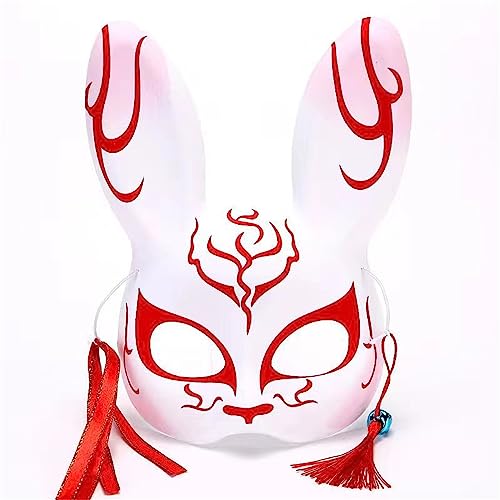 Driibur Kitsune-Fox - Máscara de animal para cosplay, Kabuki, media cara, máscara de gato, Halloween, fiesta de máscaras, zorro, cosplay, máscara de regalo
