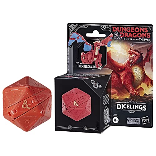 Dungeons & Dragons Honor Entre Ladrones, Dicelings Red Dragon Themberchaud, Monstruo D&D Coleccionable, Dado d20 Gigante Que se Convierte en Figura de acción, Dados para Juego de rol,F5211