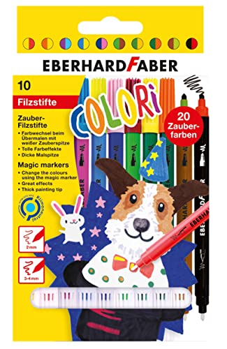 Eberhard Faber 551010 - Rotuladores mágicos Colori en 10 colores, con pintura gruesa y punta mágica blanca, lavable, en caja de cartón, para decorar, dibujar, hacer manualidades y escribir