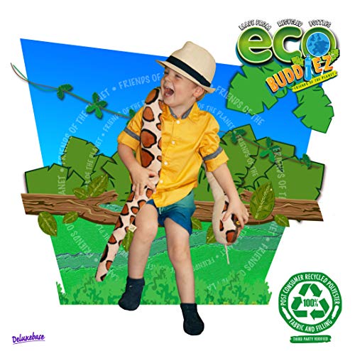 EcoBuddiez Sssnakes - Serpiente Azul de Cascabel de Deluxebase. Serpiente Peluche de 140cm. Peluches Grandes y Suaves Hechos de Botellas de plástico Reciclado. Perfecto Regalo ecológico para niños.