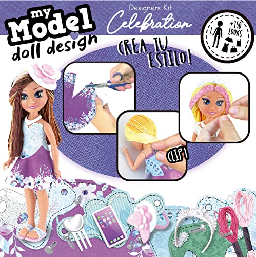 Educa - My Model Doll Design - Celebration Muñeca. Crea y diseña tu Muñeca personalizable y conviértete en diseñador/a y estilista. Incluye Diferentes Looks. + 6 años (19351)