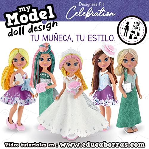 Educa - My Model Doll Design - Celebration Muñeca. Crea y diseña tu Muñeca personalizable y conviértete en diseñador/a y estilista. Incluye Diferentes Looks. + 6 años (19351)