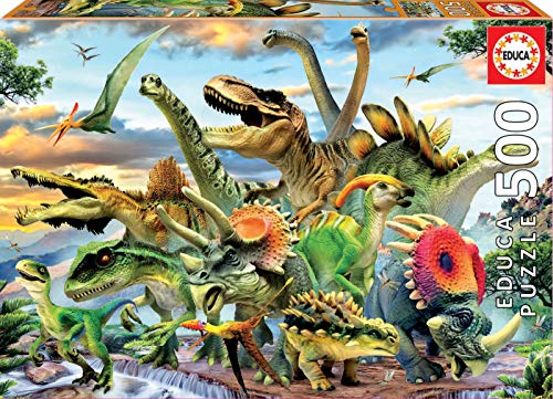Educa - Puzzle de 500 Piezas para Adultos | Dinosaurios. Incluye Pegamento Fix Puzzle. A Partir de 11 años (17961)