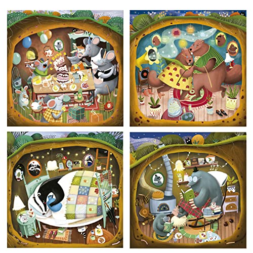 Educa - Set de 4 Puzzles Infantiles progresivos de 12 a 25 Piezas | Cuentos del Bosque by Kasandra. Medidas: 16 x 16 cm. Recomendados a Partir de 3 años (19685)
