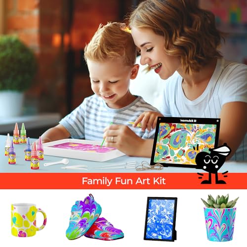 EDUMAN Marbling Paint Art Kit para niños Artes y manualidades para niñas y niños Regalo ideal Juguetes para niños 6+Juego de manualidades para niños