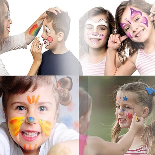 ENJSD 16 juegos de lápices de colores faciales, trajes de colores faciales brillantes para niños, lápices de colores faciales seguros y no tóxicos, ideal para maquillaje de Halloween (16)
