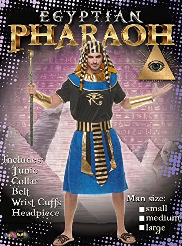 EraSpooky Disfraz de Cosplay de Faraón Egipcio de Hombre Adulto Costume de Ojo de Horus de Fiesta Halloween Ropa Azul