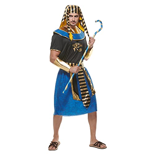EraSpooky Disfraz de Cosplay de Faraón Egipcio de Hombre Adulto Costume de Ojo de Horus de Fiesta Halloween Ropa Azul