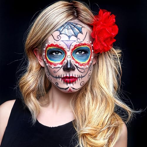 Erinde Juego de maquillaje facial – 3 colores Body Face Painting 1 Pincel, pintura corporal cara maquillaje seguro y fácil de limpiar para Halloween, carnaval, cosplay, fiestas, actuaciones en