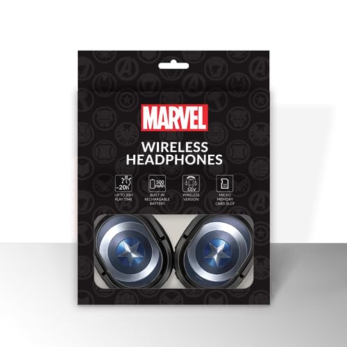 ERT GROUP Captain America 001 Marvel Auriculares Bluetooth 5.0 con micrófono y Ranura para Tarjeta microsd