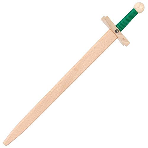Espada DE Madera Disfraz Caballero Medieval Modelo Lancelot EMPUÑADURA Verde 60 cm Largo