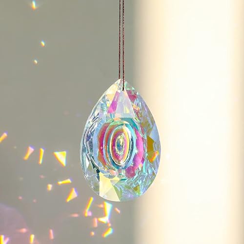 Espejo atrapasueños con forma de cubo de luz combinado, adorno colgante de cristal, refracción del universo, regalo de cumpleaños (13)