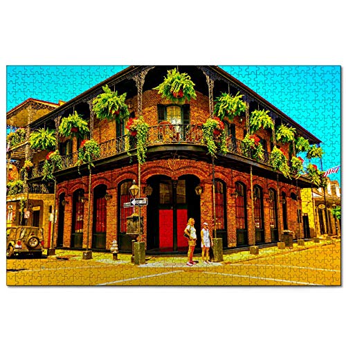Estados Unidos América Barrio francés Nueva Orleans Rompecabezas para Adultos, 500 Piezas de Madera, Regalo de Viaje, Recuerdo, 20.4 x 15 Pulgadas