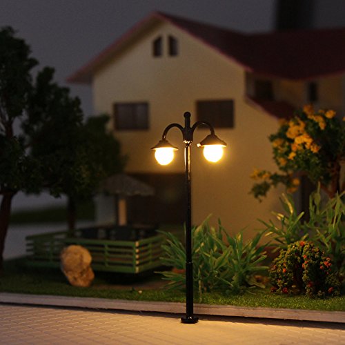 Evemodel LYM17 Postes de lámpara LED modelismo ferroviario 10 piezas Luces de la calle Escala N 4.5cm 12V Nuevos