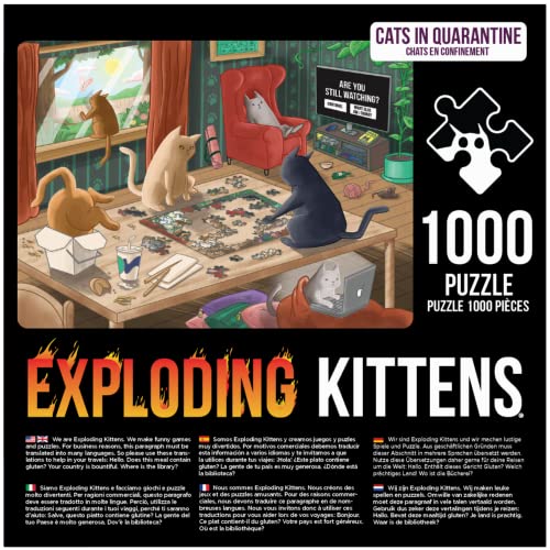 Exploding Kittens Jigsaw Puzzles for Adults - Cats in Quarantine - 1000 Piece Jigsaw Puzzles For Family Fun & Game Night