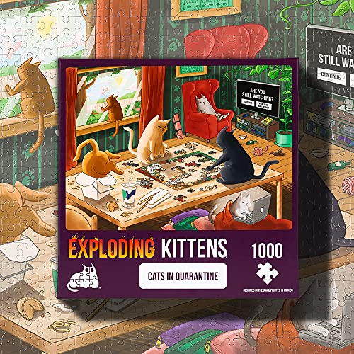 Exploding Kittens Jigsaw Puzzles for Adults - Cats in Quarantine - 1000 Piece Jigsaw Puzzles For Family Fun & Game Night