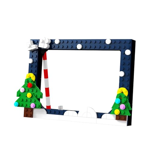 Fabroz Marco de fotos de Navidad modelo de bloques de construcción, juego de 136 piezas, marco de fotos modular, decoración de marcos de fotos de Navidad, bricolaje, arquitectura, bloques de