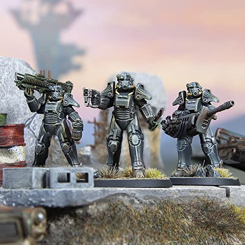 Fallout Wasteland Warfare: Brotherhood of Steel - Heavy Armor (T45) - 3 miniaturas, figuras sin pintar de 32 mm