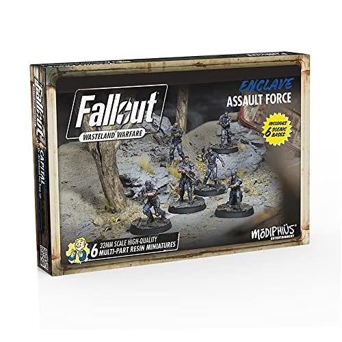 Fallout Wasteland Warfare: Enclave-Assault Force - 6 miniaturas, 32 mm, figuras de resina de calidad sin pintar, Capital Wave RPG