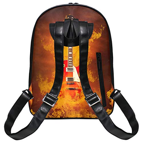 Fantazio - Mochila de viaje con diseño de guitarra de roca en llamas de fuego, delgada, duradera, para la escuela, para niños