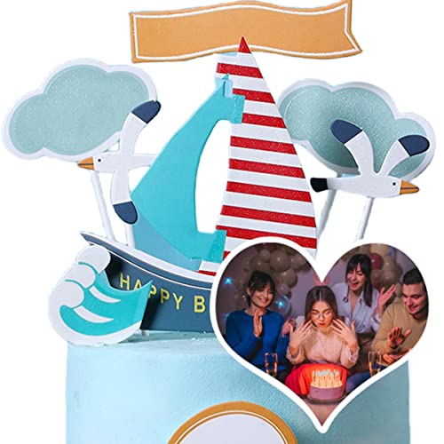 FAVORTALK Decoración para tartas, 1 juego de adornos para cupcakes de barco marino, decoración suave para tartas para bodas, decoraciones de alimentos (tiene una experiencia de navegación suave), 13
